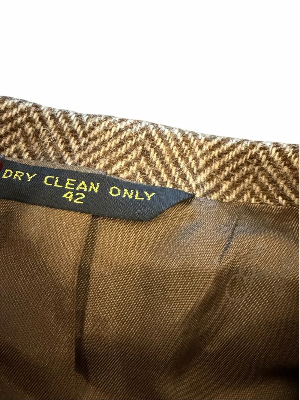 Haggar Imperial Blazer Men 40” Brown Multi Tweed Herringbone Wool USA Vintage